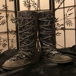 Previously loved sequin gray JUSTICE  boots